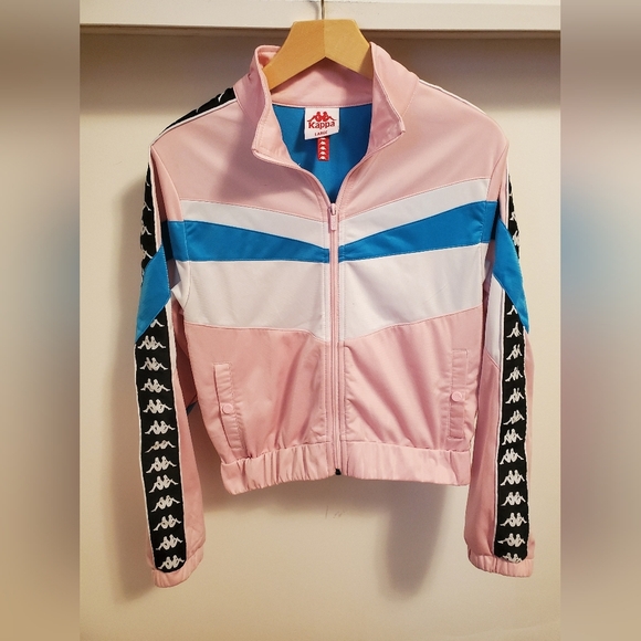 Kappa Authentic Football Esta Track Cropped Jacket Pink White Blue. L. Y2K. - Picture 4 of 12